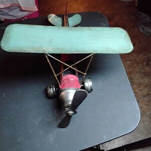 Classic Red and Green Toy Biplane